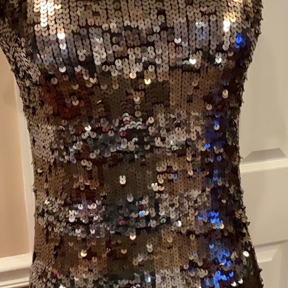 Alice + Olivia bronze silver sequin striped top Small - Picture 3 of 8